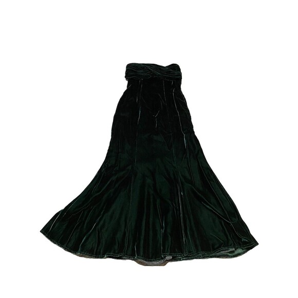 Vintage Velvet Emerald Green Strapless Sweetheart Mermaid Gown Maxi Bow Dress S - Picture 1 of 10